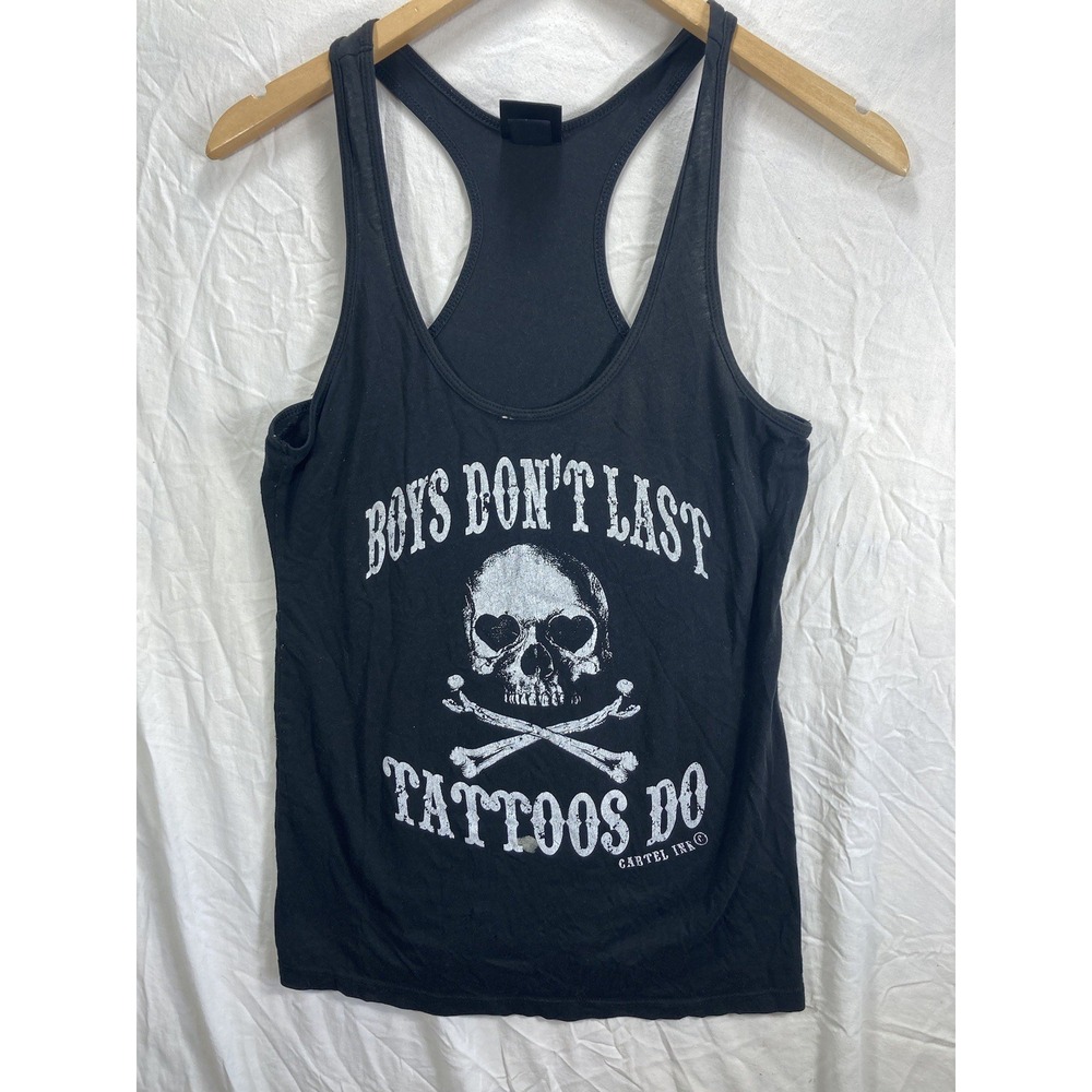 Cartel ink L Tank Top Boys Don't Last Tattoos Do Skull Crossbones Made An USA